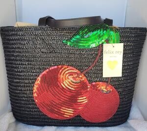 Felix Ray Cherry Sequin Tote Purse Shoulder Bag New with Tags & Dust Bag